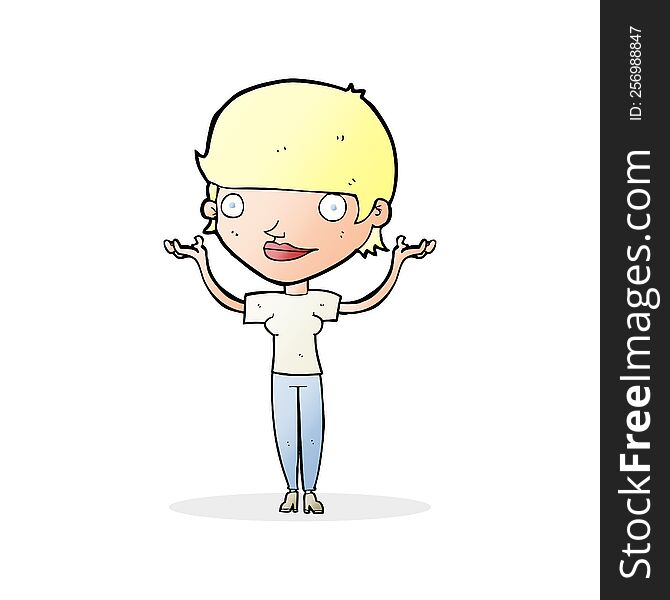 Cartoon Woman Holding Arms In Air