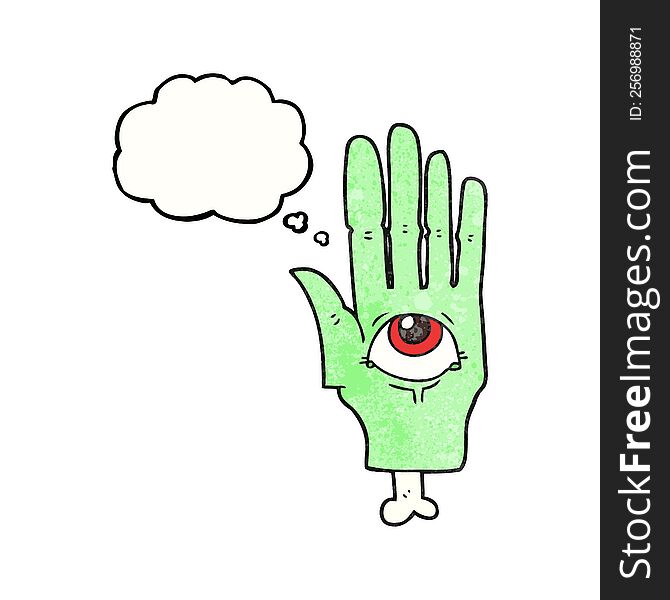 Thought Bubble Textured Cartoon Spooky Eye Hand
