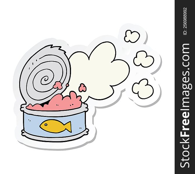 Sticker Of A Cartoon Smelly Can Of Fish