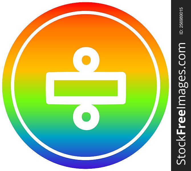 division sign circular icon with rainbow gradient finish. division sign circular icon with rainbow gradient finish