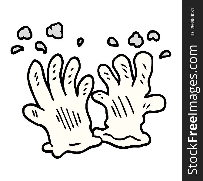 cartoon doodle sterile gloves