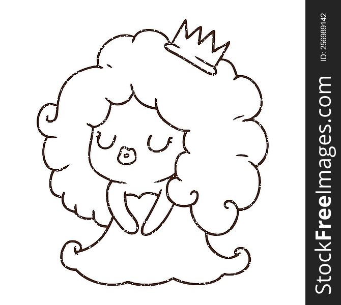 Princess Charcoal Drawing