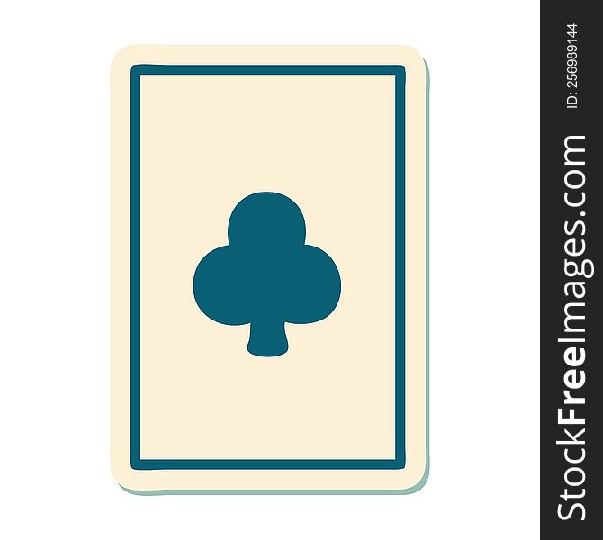 tattoo style sticker of the ace of clubs