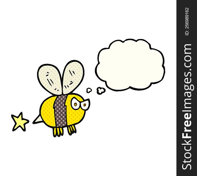 freehand drawn thought bubble cartoon angry bee