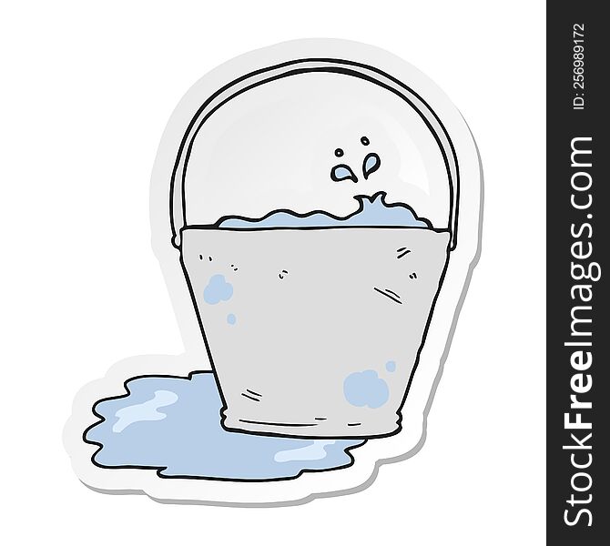 sticker of a cartoon bucket of water