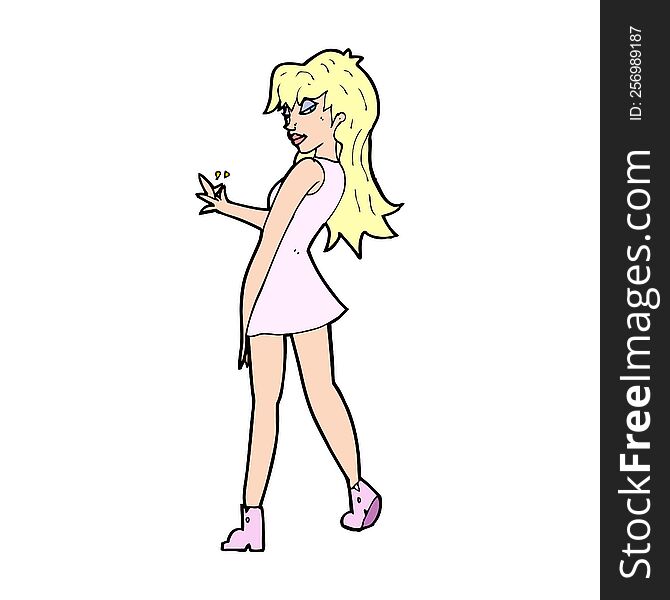 cartoon woman posing in dress