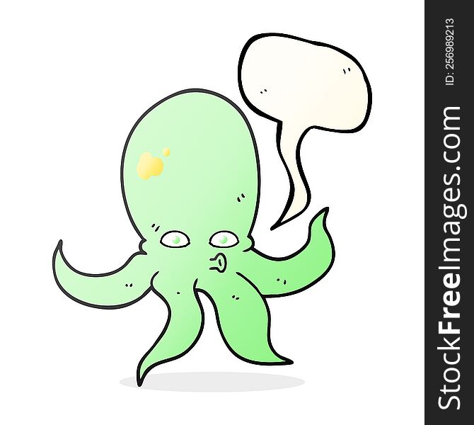 freehand drawn speech bubble cartoon octopus