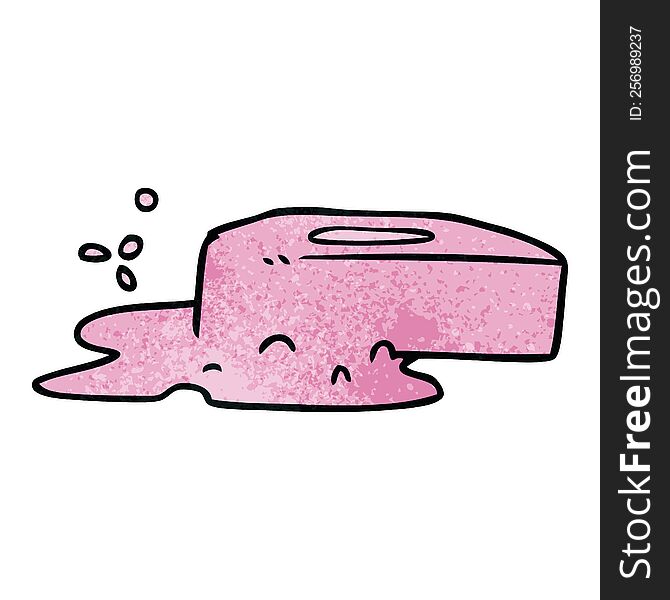 hand drawn textured cartoon doodle of a bubbled soap