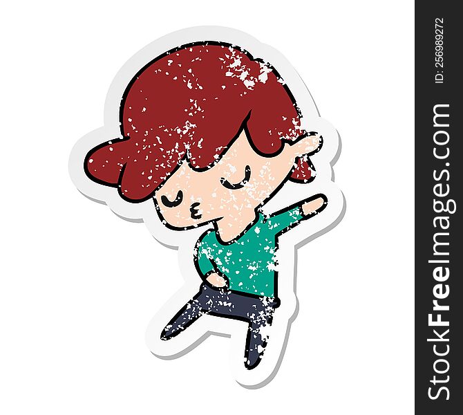 Distressed Sticker Cartoon Of Kawaii Cute Boy