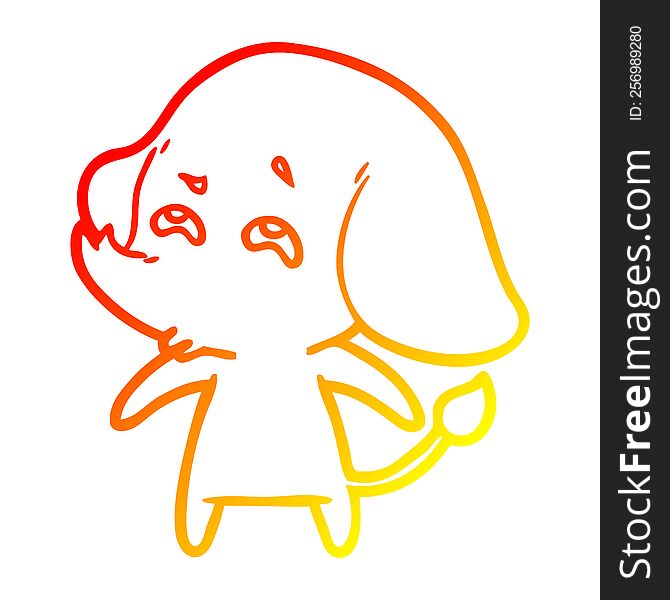 warm gradient line drawing of a cartoon elephant remembering