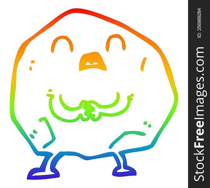Rainbow Gradient Line Drawing Cartoon Rock