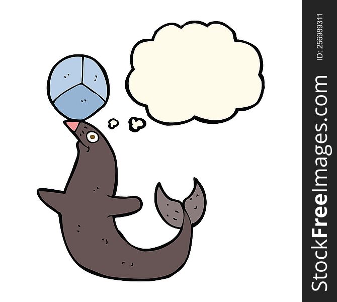 cartoon performing seal with thought bubble