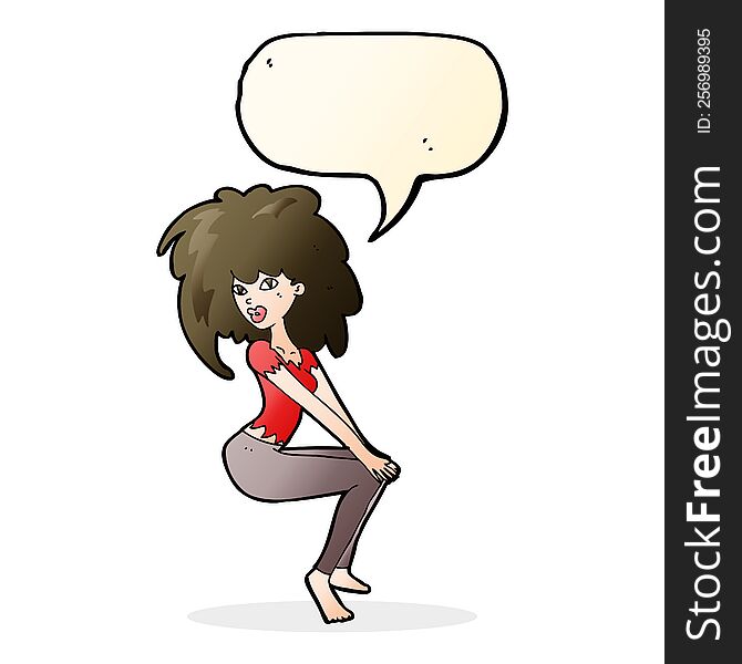 Cartoon Woman With Big Hair With Speech Bubble
