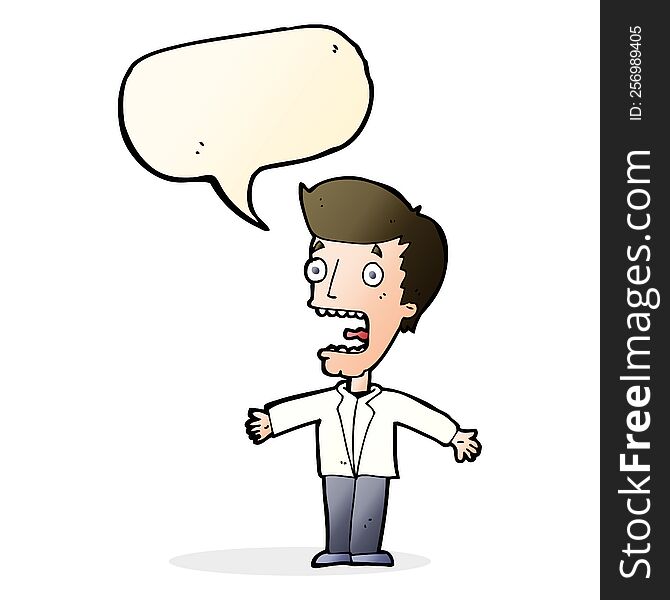 cartoon screaming man with speech bubble