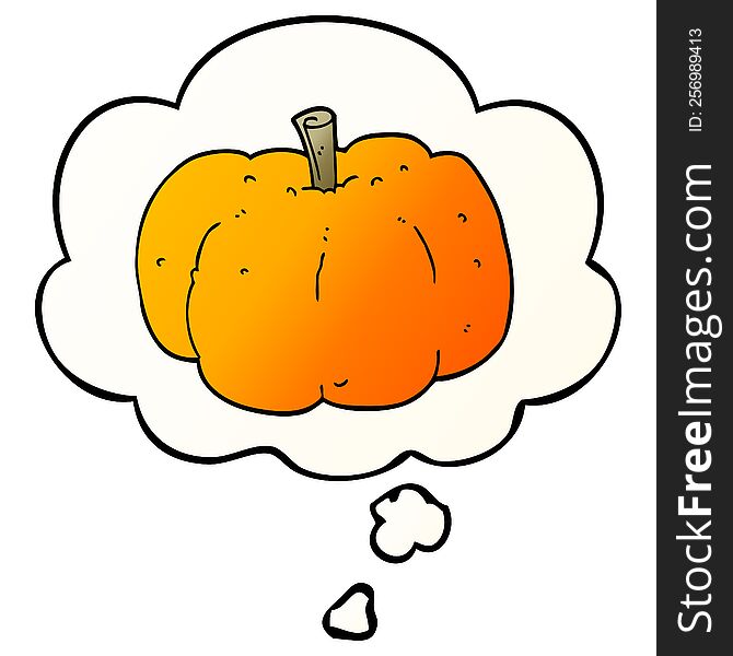 Cartoon Pumpkin And Thought Bubble In Smooth Gradient Style