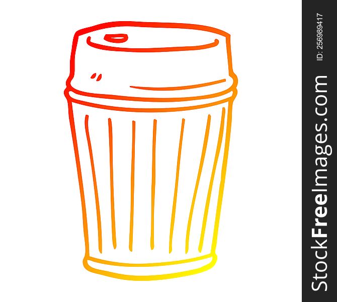 Warm Gradient Line Drawing Cartoon Take Out Coffee