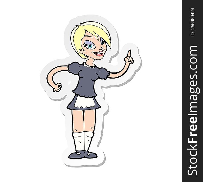 sticker of a cartoon waitress taking order