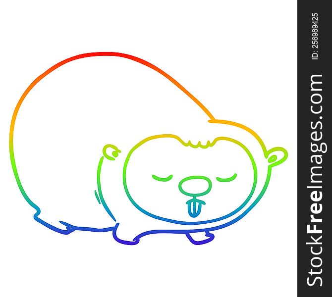 rainbow gradient line drawing cartoon wombat