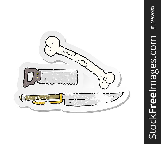 Retro Distressed Sticker Of A Cartoon Knife