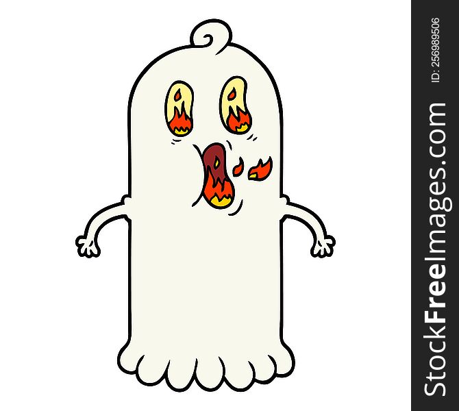 cartoon ghost with flaming eyes. cartoon ghost with flaming eyes