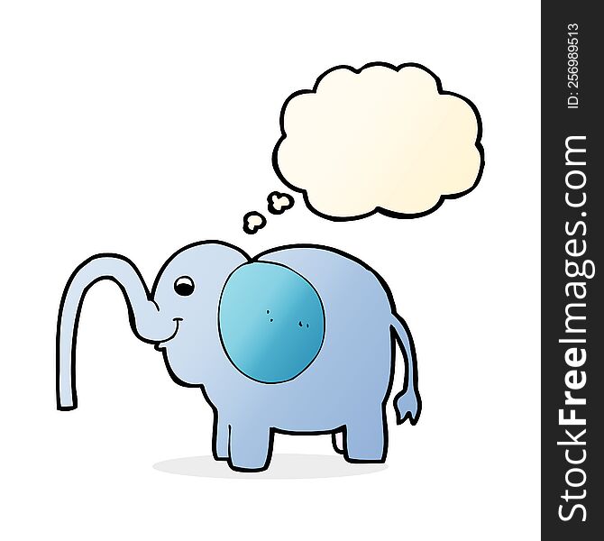 Cartoon Elephant Squirting Water With Thought Bubble