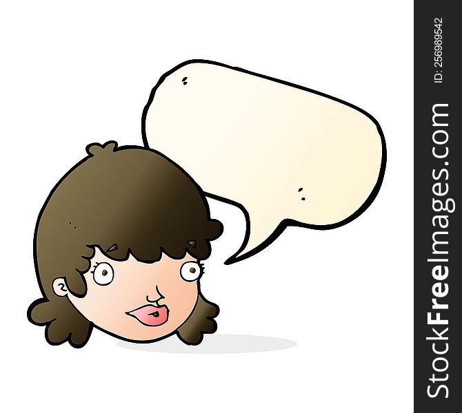 Cartoon Staring Girl With Speech Bubble