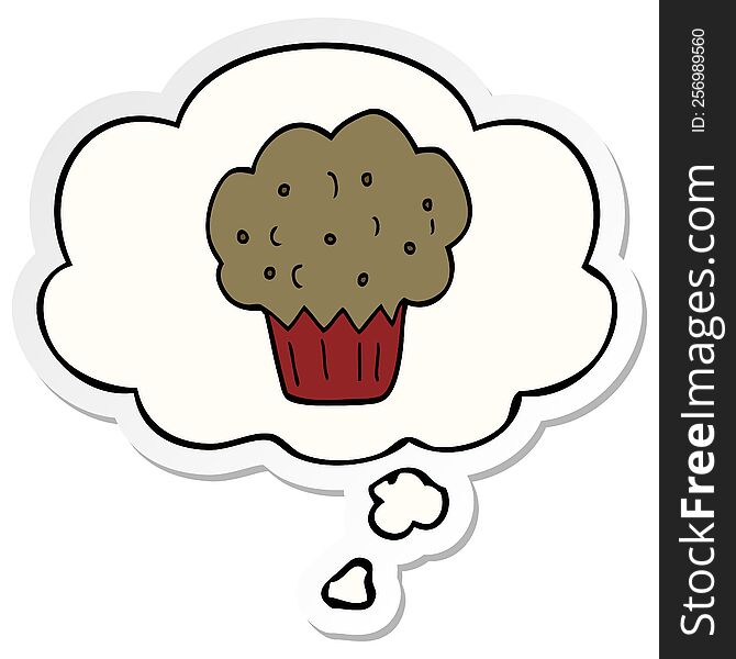 Cartoon Muffin And Thought Bubble As A Printed Sticker