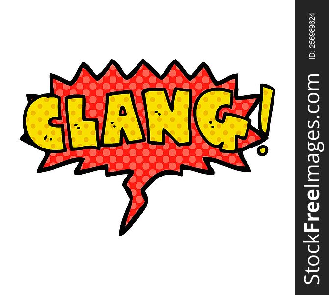 cartoon word clang with speech bubble in comic book style