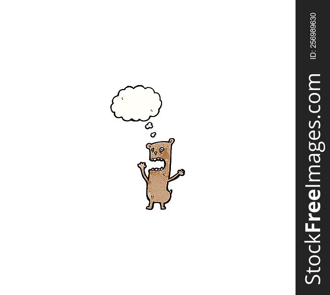 Crazy Cartoon Bear With Thought Bubble