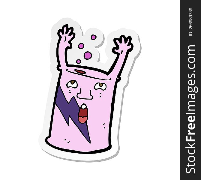 Sticker Of A Cartoon Soda Can Character