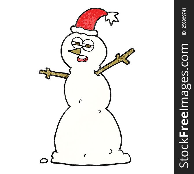 freehand textured cartoon unhappy snowman