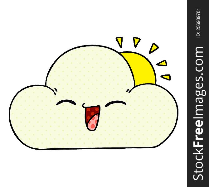 Quirky Comic Book Style Cartoon Sun And Happy Cloud