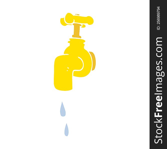 flat color illustration of dripping faucet. flat color illustration of dripping faucet