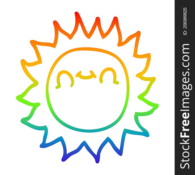 Rainbow Gradient Line Drawing Cartoon Sunshine