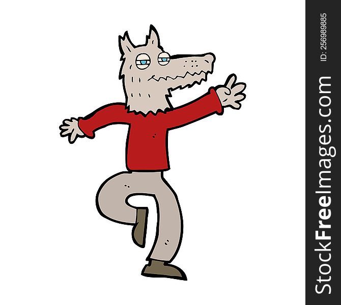 cartoon happy wolf man