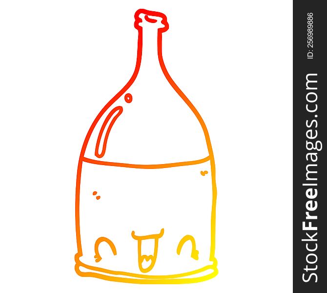 Warm Gradient Line Drawing Cartoon Wine Bottle