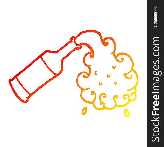 warm gradient line drawing of a cartoon beer pouring