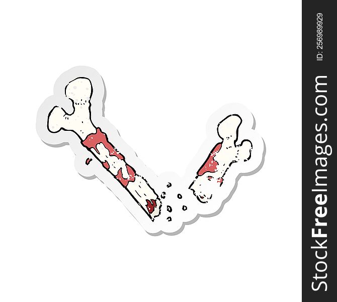 retro distressed sticker of a gross broken bone cartoon