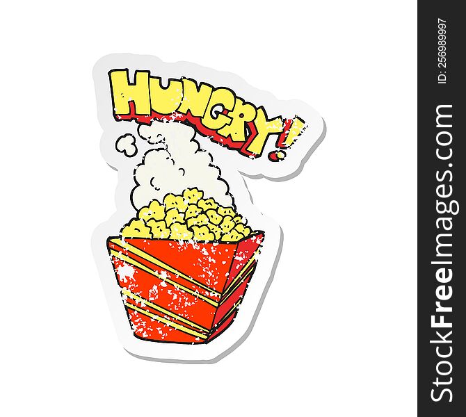 retro distressed sticker of a cartoon fresh popcorn