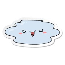Sticker Of A Cartoon Puddle With Face Stock Images