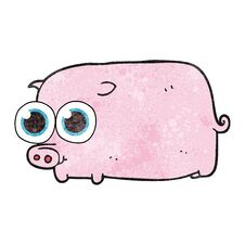 Textured Cartoon Piglet With Big Pretty Eyes Stock Image