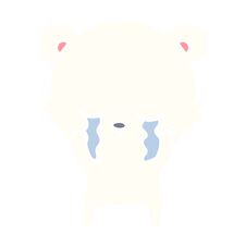Crying Flat Color Style Cartoon Polarbear Stock Image