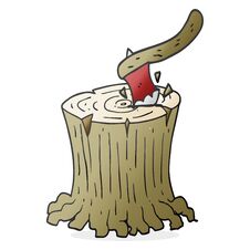Free Cartoon Axe In Tree Stump Royalty Free Stock Image - 256991176
