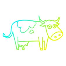 Cold Gradient Line Drawing Cartoon Farm Cow Royalty Free Stock Images