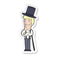 Sticker Of A Cartoon Man Wearing Top Hat Stock Image