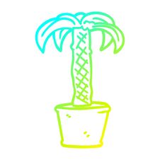 Cold Gradient Line Drawing Cartoon Potted Plant Stock Photo