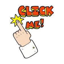 Click Me Cartoon Sign Royalty Free Stock Images
