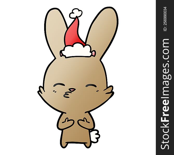 Curious Bunny Gradient Cartoon Of A Wearing Santa Hat