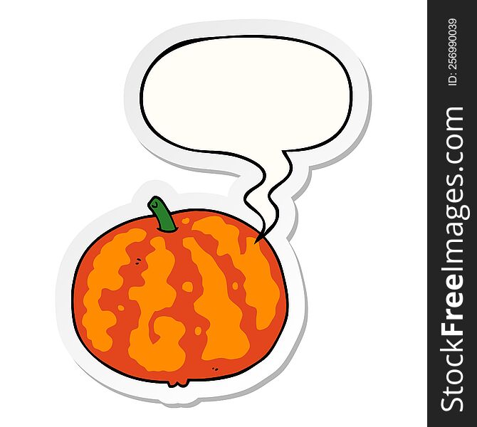 Cartoon Melon And Speech Bubble Sticker