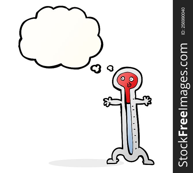 cartoon thermometer with thought bubble